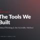 Chapter 2 cover: 'The Tools We Built' with subtitle 'Critical Thinking & the Scientific Method' on a dark gradient background, from Scientific Rebellion.