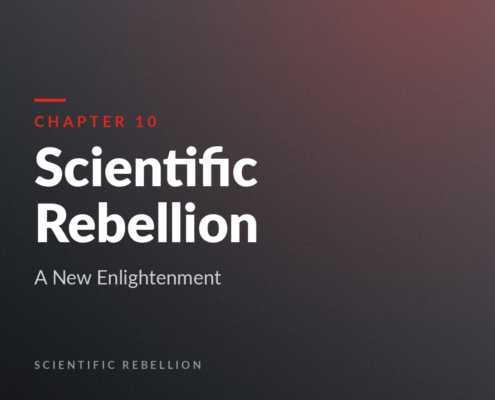 Chapter 10 cover: 'Scientific Rebellion' with subtitle 'A New Enlightenment' on a dark gradient background